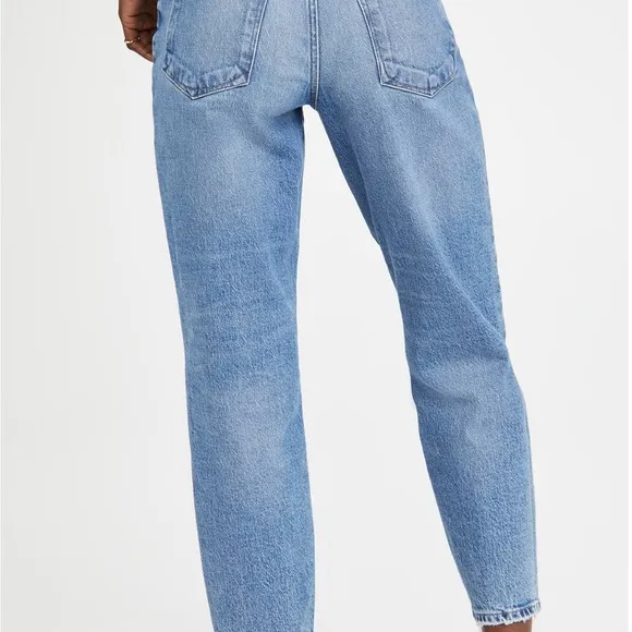 Good American Idol High Rise Straight Mom Jean, Lightly Distressed, Size 25