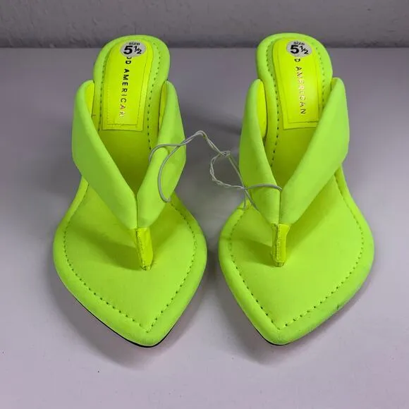 GOOD AMERICAN Lime Green Clear Wedge Sandals Size 5.5‎