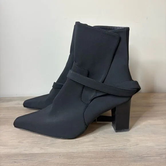 Good American Rare The Bombshell Black Ankle Heeled Boots Size 10