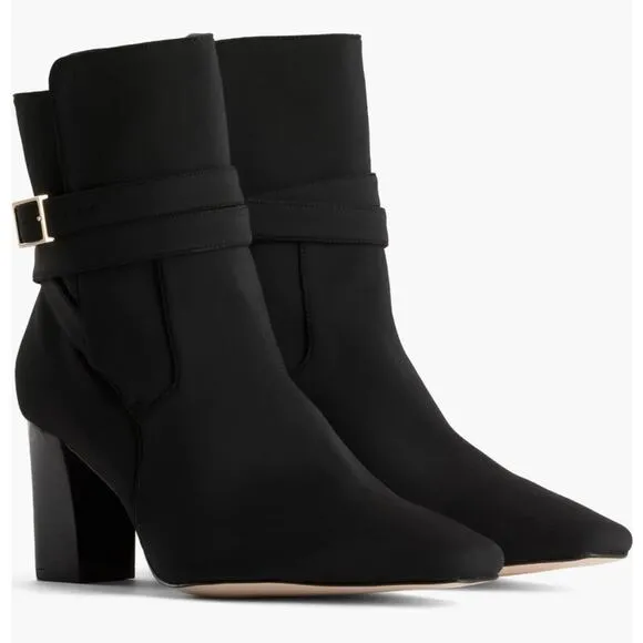 Good American Rare The Bombshell Black Ankle Heeled Boots Size 10