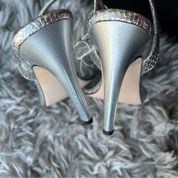 Good American silver square toe high heel sandals women's shoe size 9.5