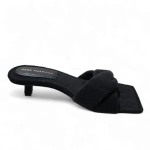 GOOD AMERICAN Terry Kickstand Low Heel Slide Black Sandals Womens 7.5