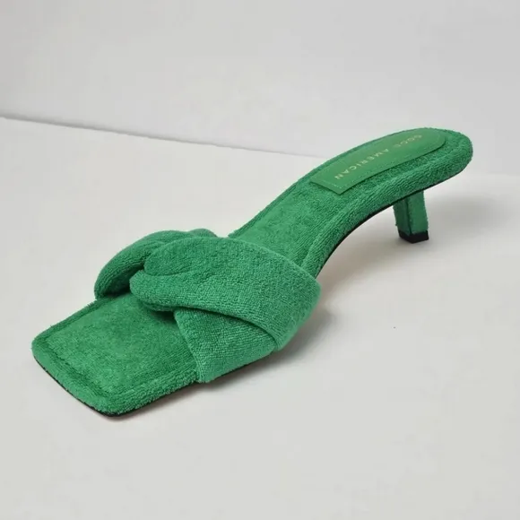 GOOD AMERICAN Terry Kickstand Low Heel Slide Sandals mules Size 10.5