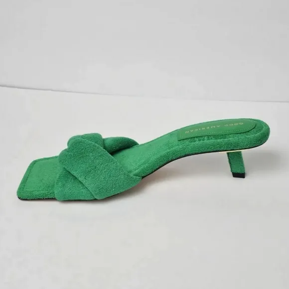 GOOD AMERICAN Terry Kickstand Low Heel Slide Sandals mules Size 10.5