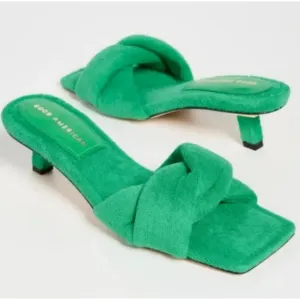 GOOD AMERICAN Terry Kickstand Low Heel Slide Sandals mules Size 10.5