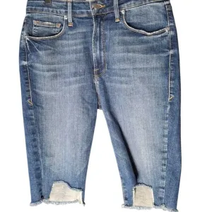 Good American The Stagger Bermuda Shorts | Size 8 / 29 | Raw Hem Denim Cutoffs |