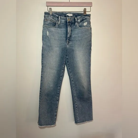Good American Women’s Distressed Straight Leg Jeans Size 10/30 EUC