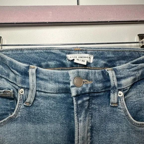 Good American Women’s Distressed Straight Leg Jeans Size 10/30 EUC