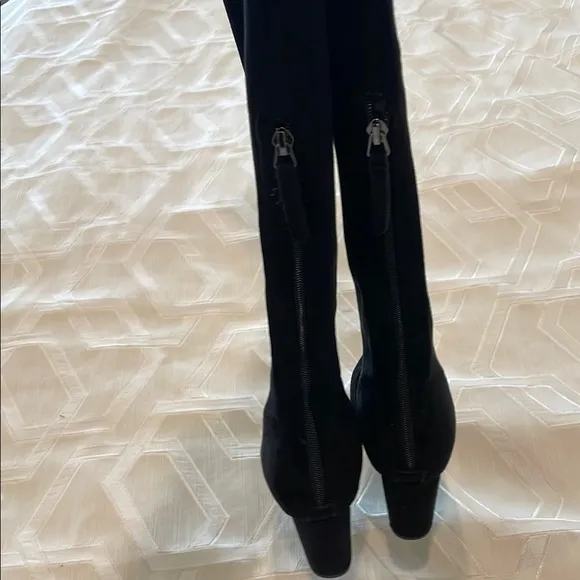 Goodnight Macaroon Black Over-the-Knee Boots with Block Heel