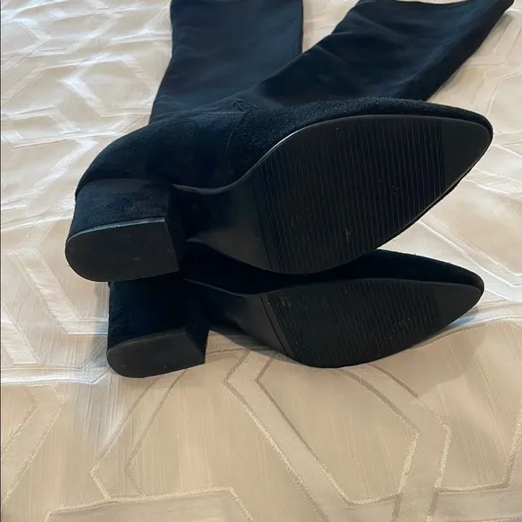 Goodnight Macaroon Black Over-the-Knee Boots with Block Heel