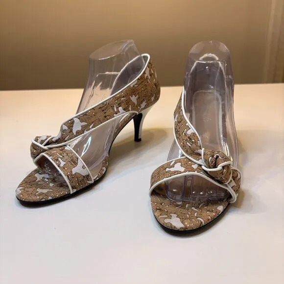 Gorgeous J. Reneé Women's Jaynnie Cork-White Floral Lace Heels US Size 9.5‎ M