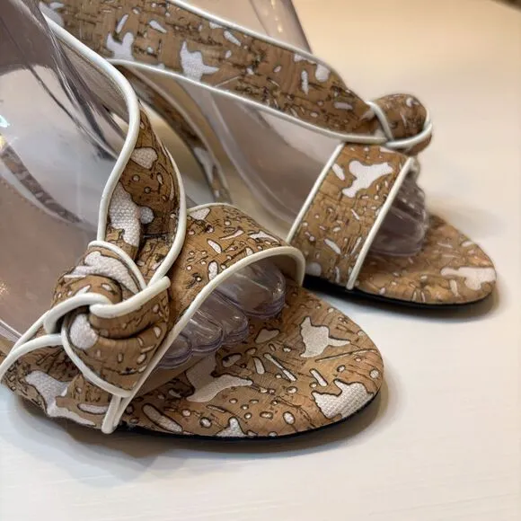 Gorgeous J. Reneé Women's Jaynnie Cork-White Floral Lace Heels US Size 9.5‎ M