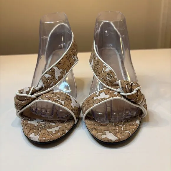 Gorgeous J. Reneé Women's Jaynnie Cork-White Floral Lace Heels US Size 9.5‎ M