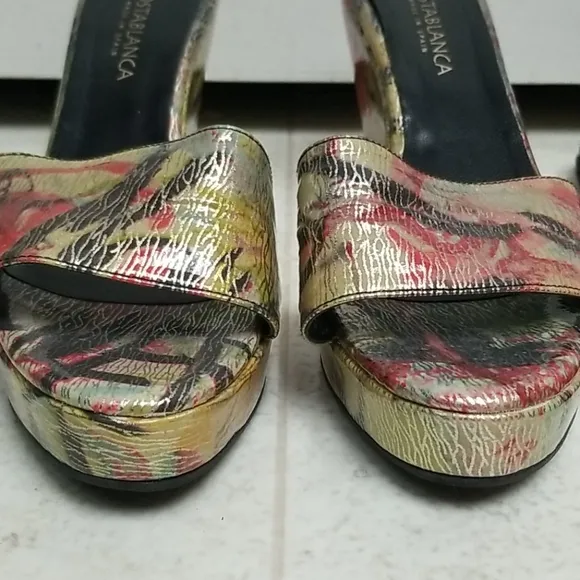 Graffiti wedge sandals unique heels artsy
