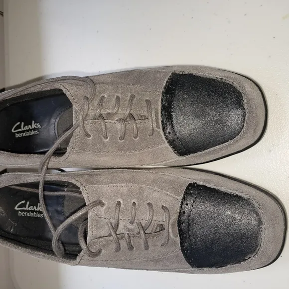 Gray and Black Suede Lace-Up Shoes