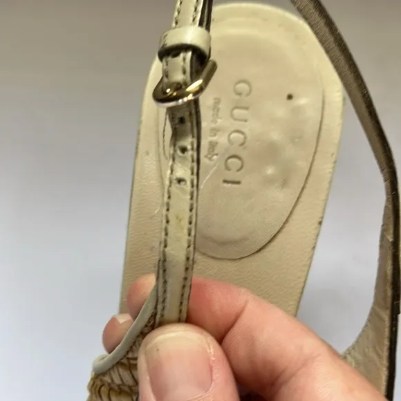 Gucci Bamboo Leather Raffia Horsebit Slingback Sandals Women’s Size 8B
