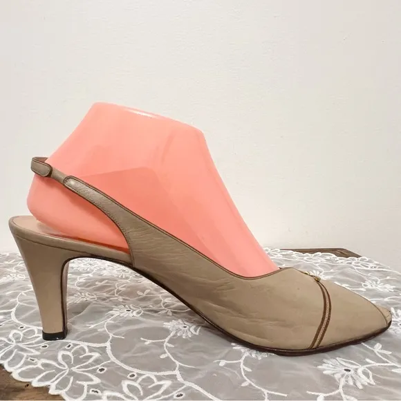 Gucci Leather Sling Back Peep Toe Shoes