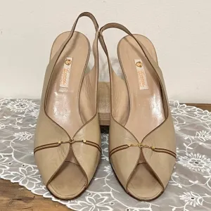 Gucci Leather Sling Back Peep Toe Shoes
