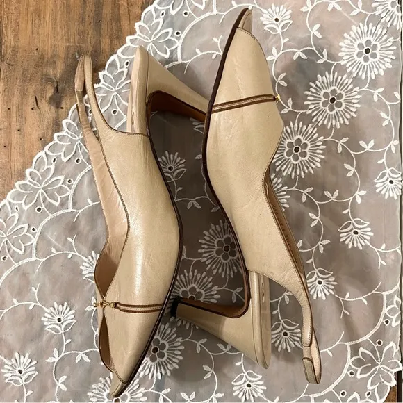 Gucci Leather Sling Back Peep Toe Shoes