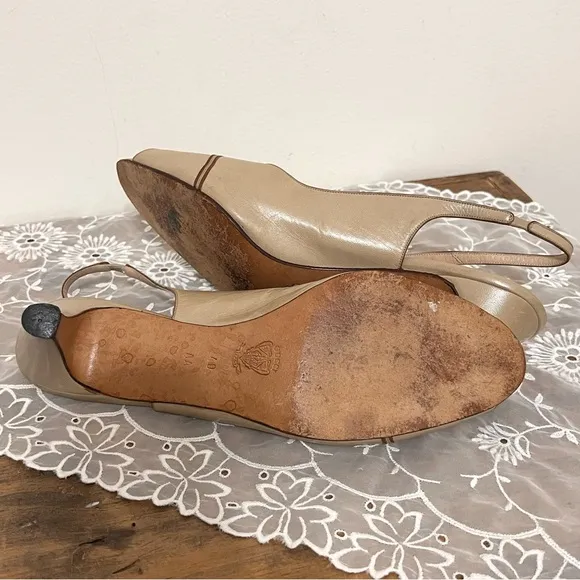 Gucci Leather Sling Back Peep Toe Shoes