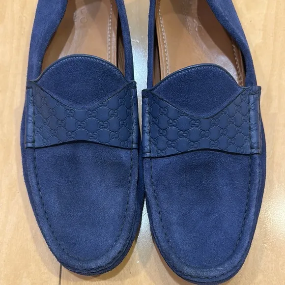 Gucci Men's Blue Suede Loafers