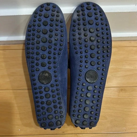 Gucci Men's Blue Suede Loafers