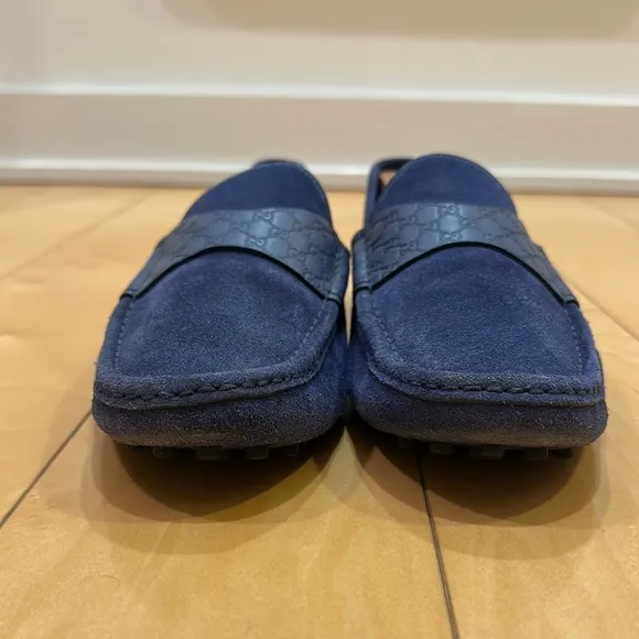 Gucci Men's Blue Suede Loafers