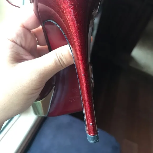 Gucci Red and Gold ankle strap heels