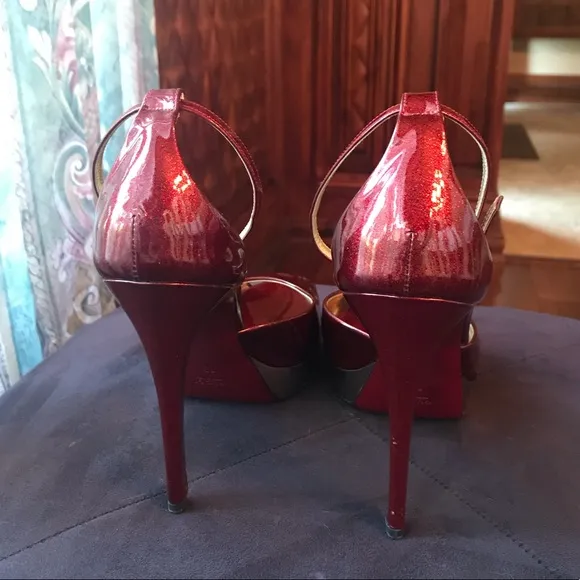 Gucci Red and Gold ankle strap heels
