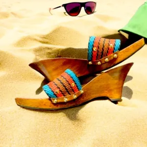 Gucci Vintage Wooden Wedge Sandals 10