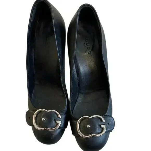 Gucci GG Black Buckle Pumps