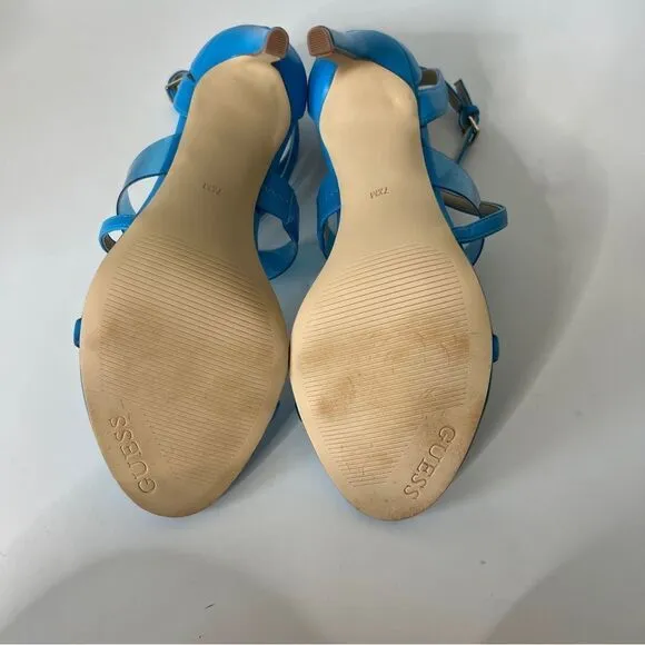 Guess Felecia Blue Transparent 4 Inch Heeled Sandals Size 7.5