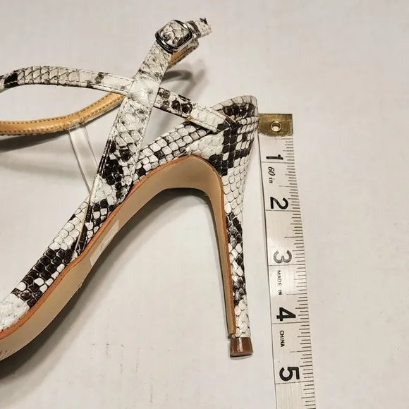 Guess Kabelle NEW Faux Python Ankle Strap Stiletto Heel Sandals Black/Grey 7.5