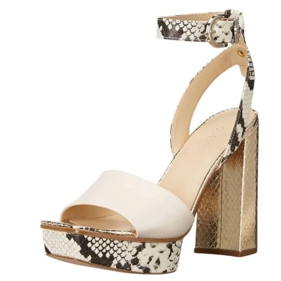 GUESS Los Angeles RIPPA Women's Platform Ankle Strap Block Heel Sandals Size 10