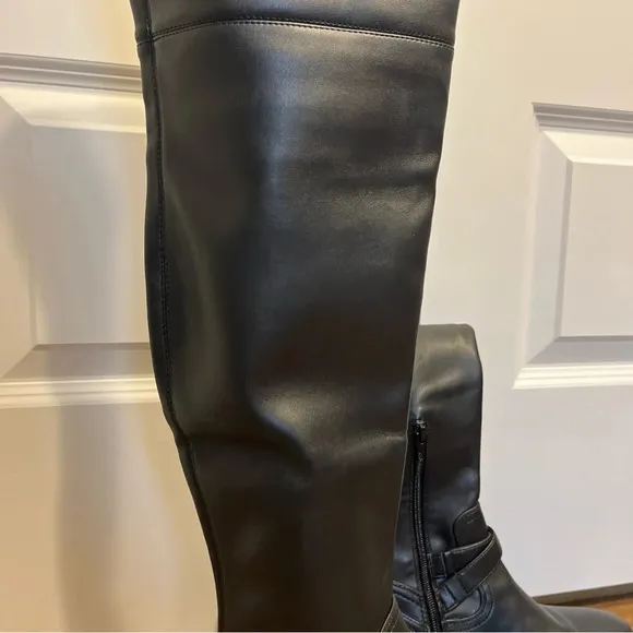 Guess Womens Jellio Black Block Heel Knee-High Boots 8.5 M