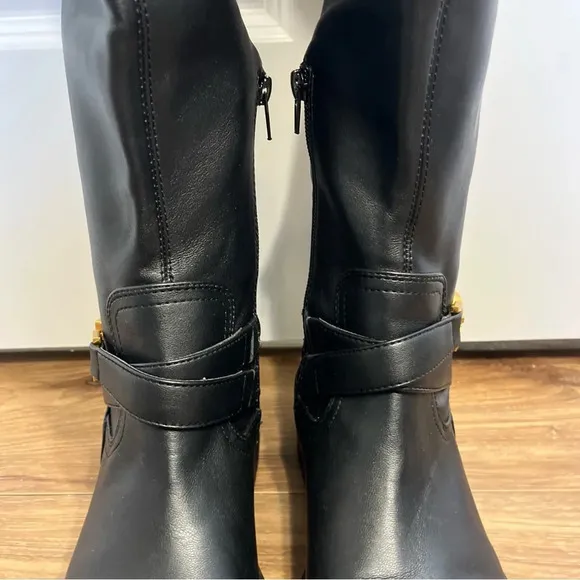 Guess Womens Jellio Black Block Heel Knee-High Boots 8.5 M