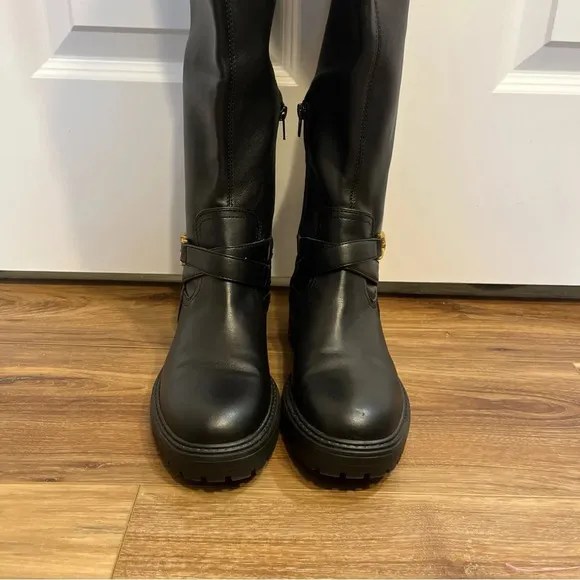 Guess Womens Jellio Black Block Heel Knee-High Boots 8.5 M