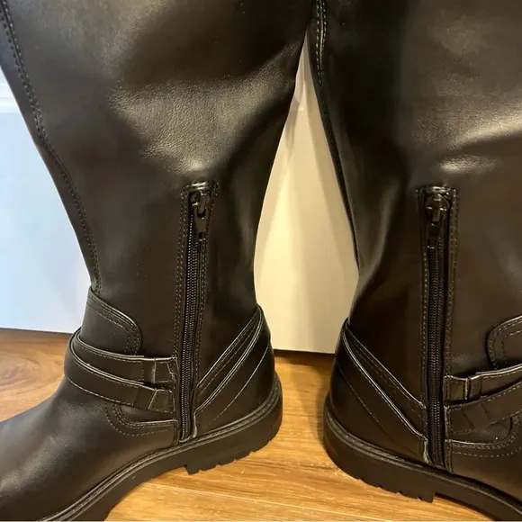 Guess Womens Jellio Black Block Heel Knee-High Boots 8.5 M