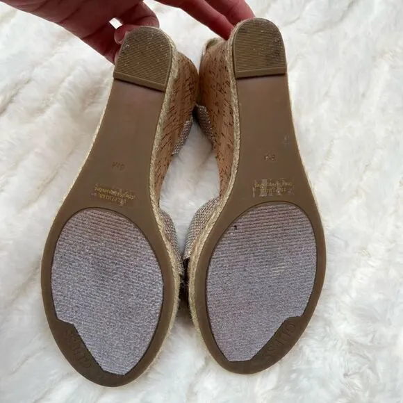 Guess Gold Metallic Wedge Sandals, Size 8