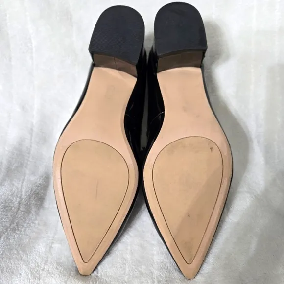 HALOGEN Corpcore Black Pointed Toe Patent Leather Block Heel Pump Size 8.5