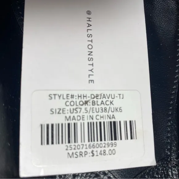 Halston Black Almond Toe Block Heel Shoes Size 7.5