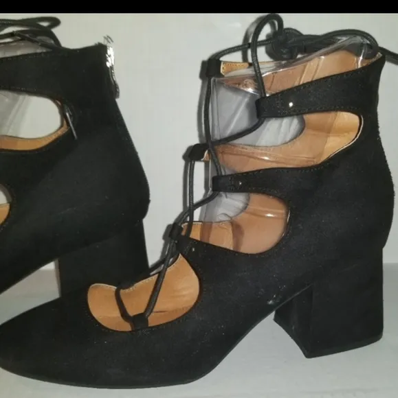 H&amp;M Block Heel Lace Up Ballet Shoes Size 9.5