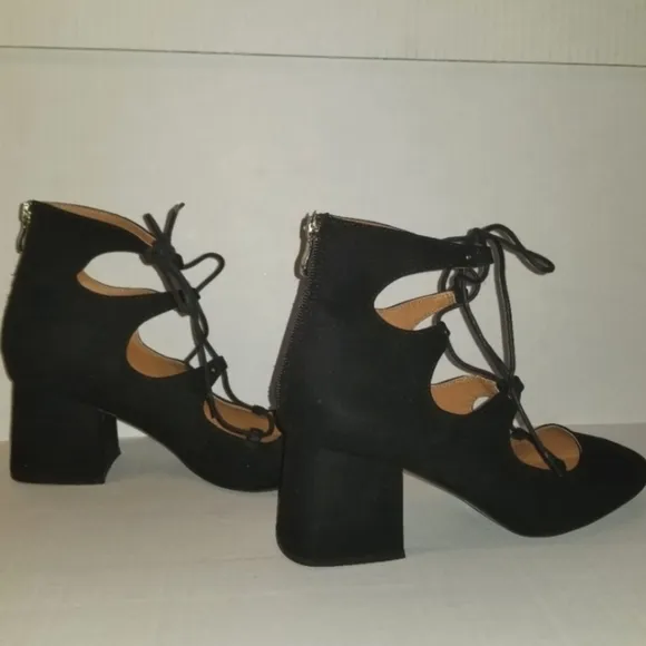 H&amp;M Block Heel Lace Up Ballet Shoes Size 9.5