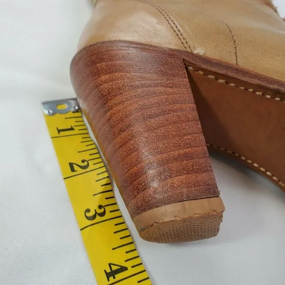 Handcrafted Womens Camel Leather Boots Size 7