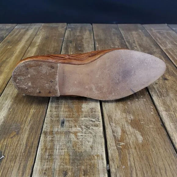 Handmade Tooled Womens Leather Loafers Size 6 Flores Shoes