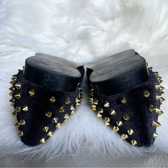Harpelunde Spikes Velvet Loafers Sz 7 Wedding Shoes Animal Buckle  Velour Black