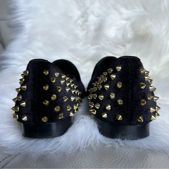 Harpelunde Spikes Velvet Loafers Sz 7 Wedding Shoes Animal Buckle  Velour Black