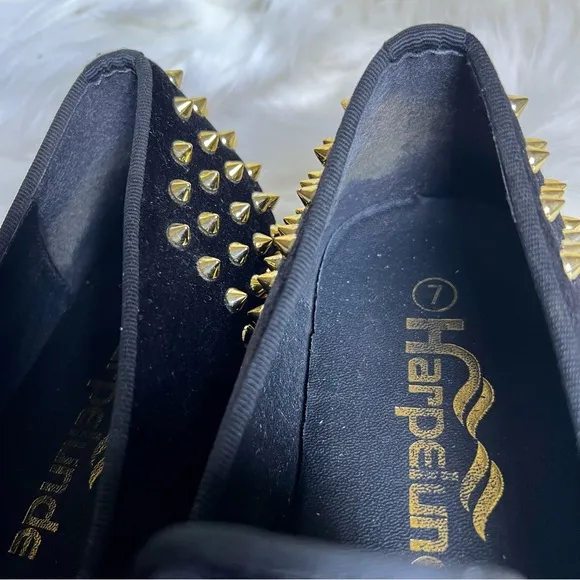 Harpelunde Spikes Velvet Loafers Sz 7 Wedding Shoes Animal Buckle  Velour Black