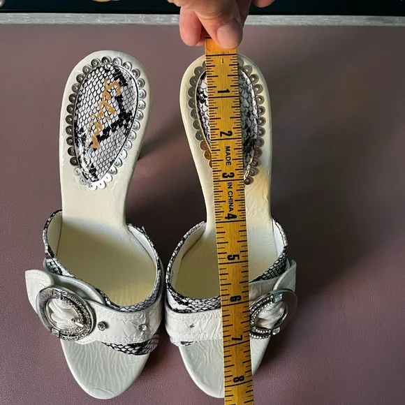 Heart-Shaped Heel Snakeskin Sandals