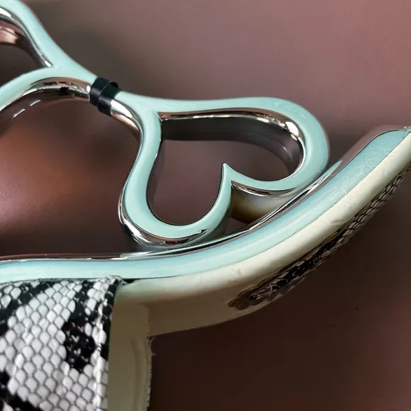 Heart-Shaped Heel Snakeskin Sandals